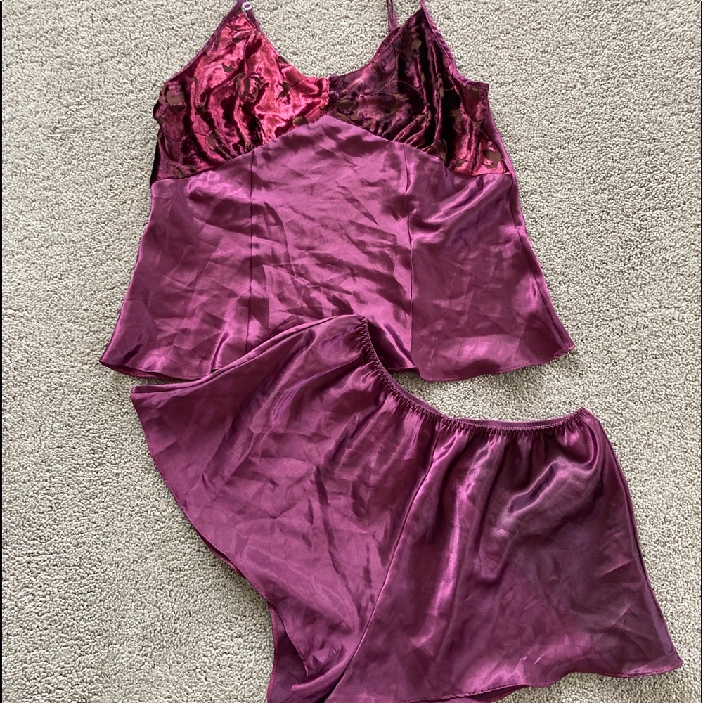 Wine red satin sexy vintage sleep set